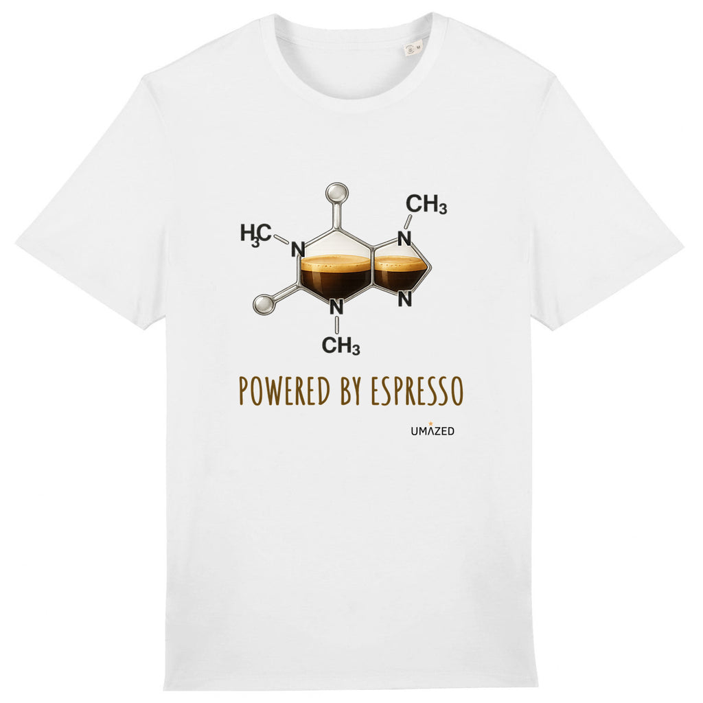☕ T-shirt caféine « Powered by Espresso » | Tee-shirt bio coton made in France | Drôle  - face_0