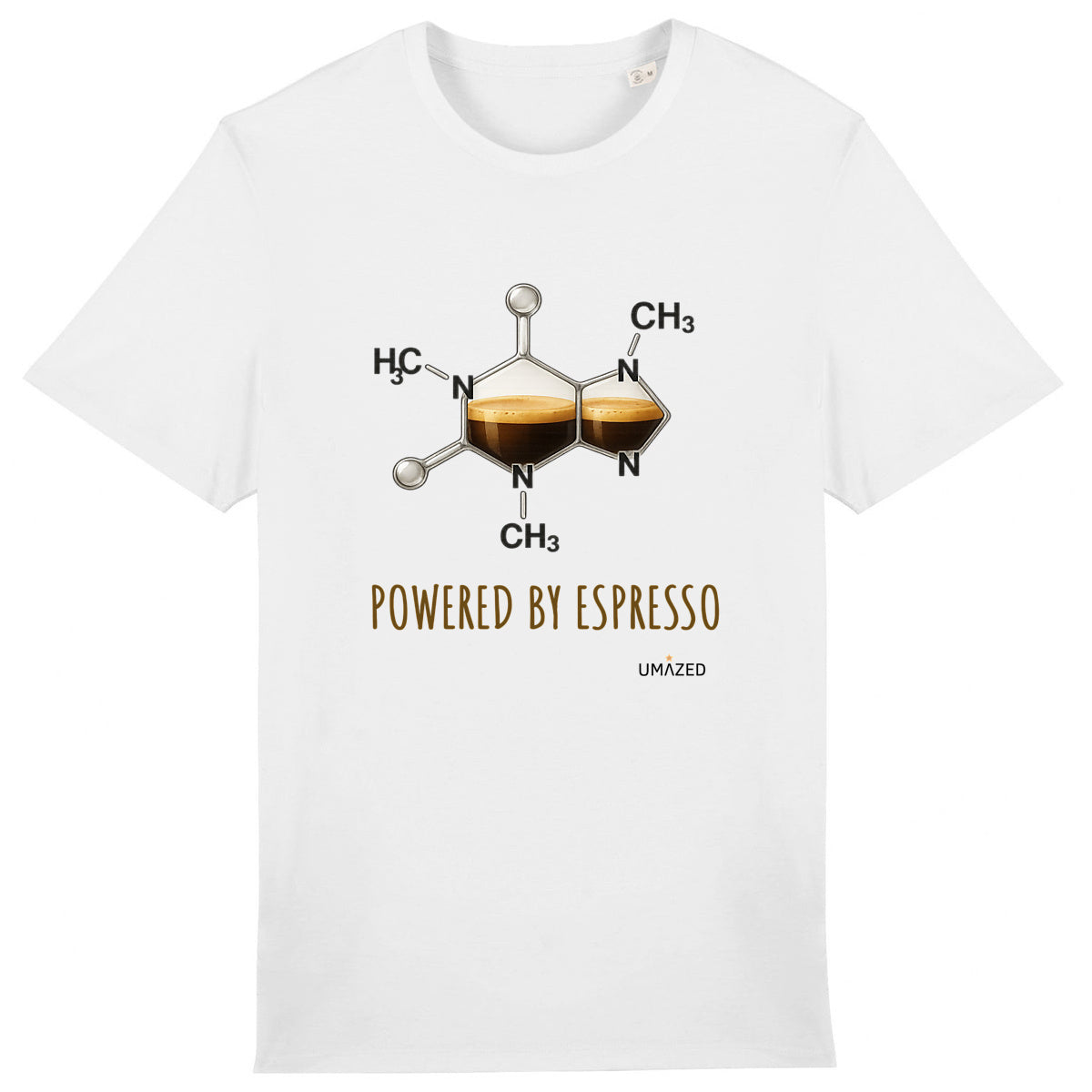 ☕ T-shirt caféine « Powered by Espresso » | Tee-shirt bio coton made in France | Drôle  - face_0