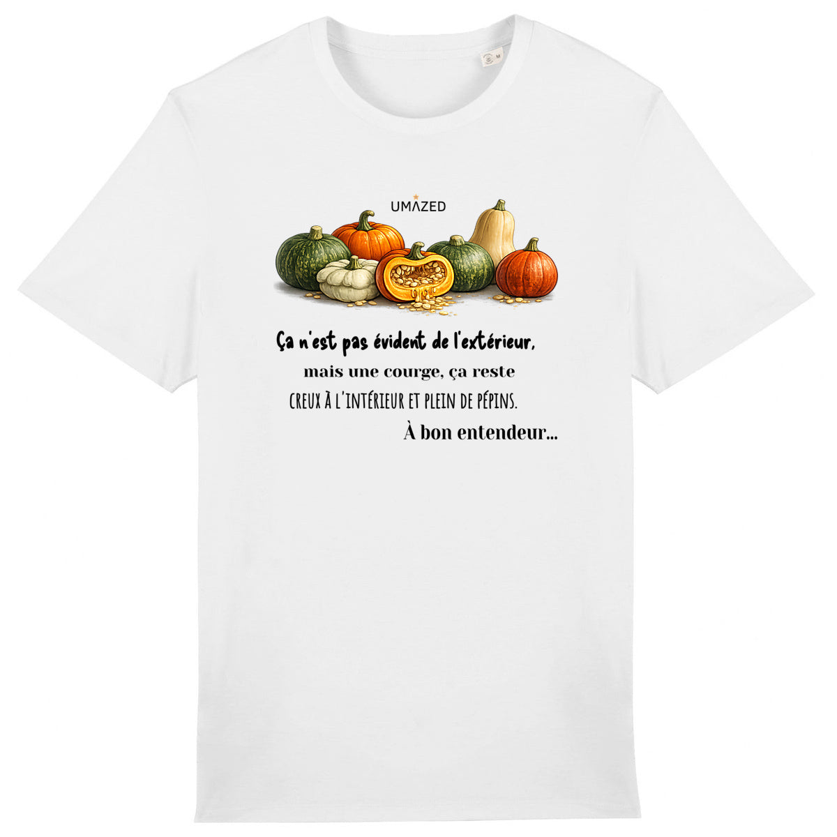 T-shirt drôle fun Courge | Tee shirt Coton Bio | France | Cadeau | UMAZED - face_0