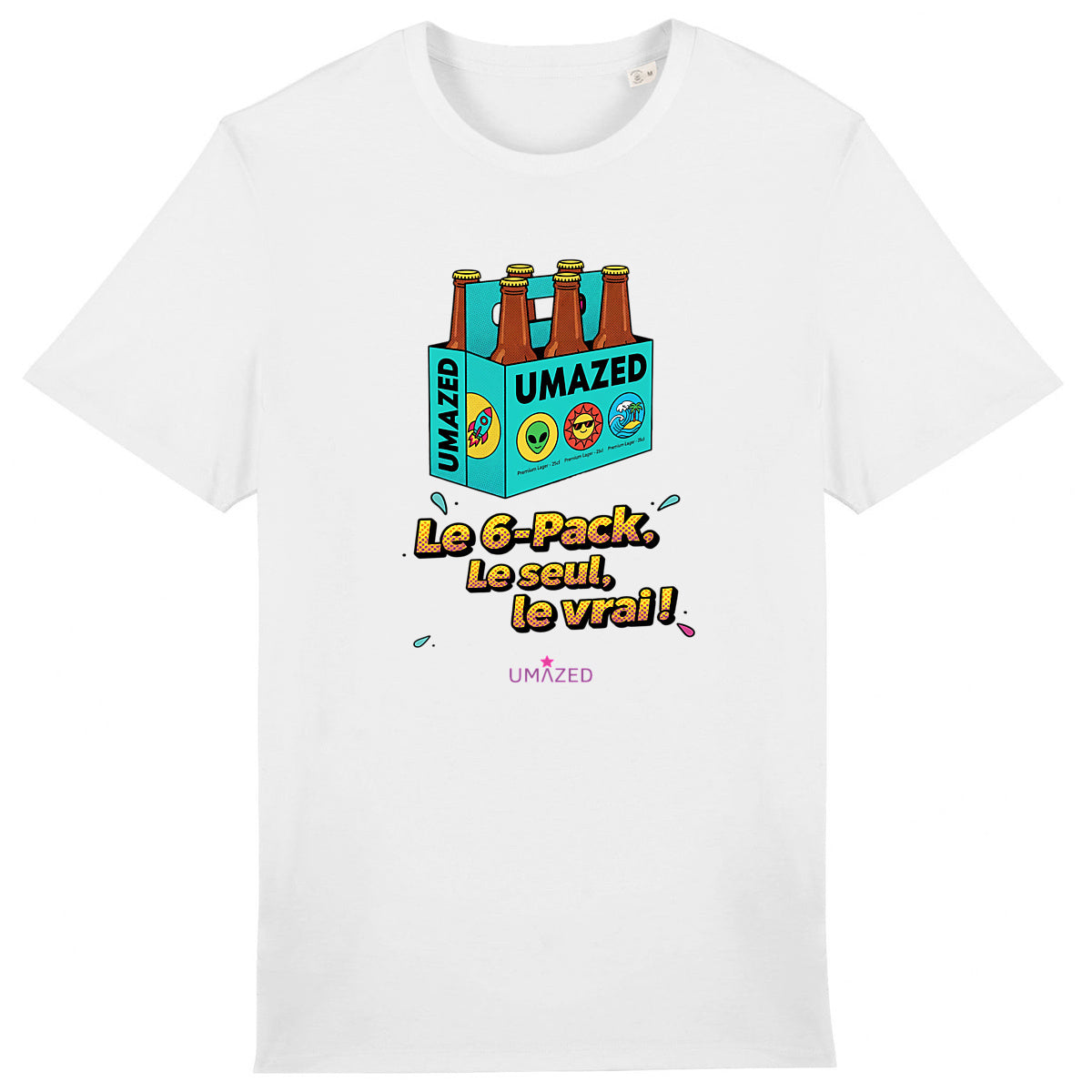 T-shirt 6-Pack beer biere | Tee-shirt bio coton made in France | Drôle - face_0