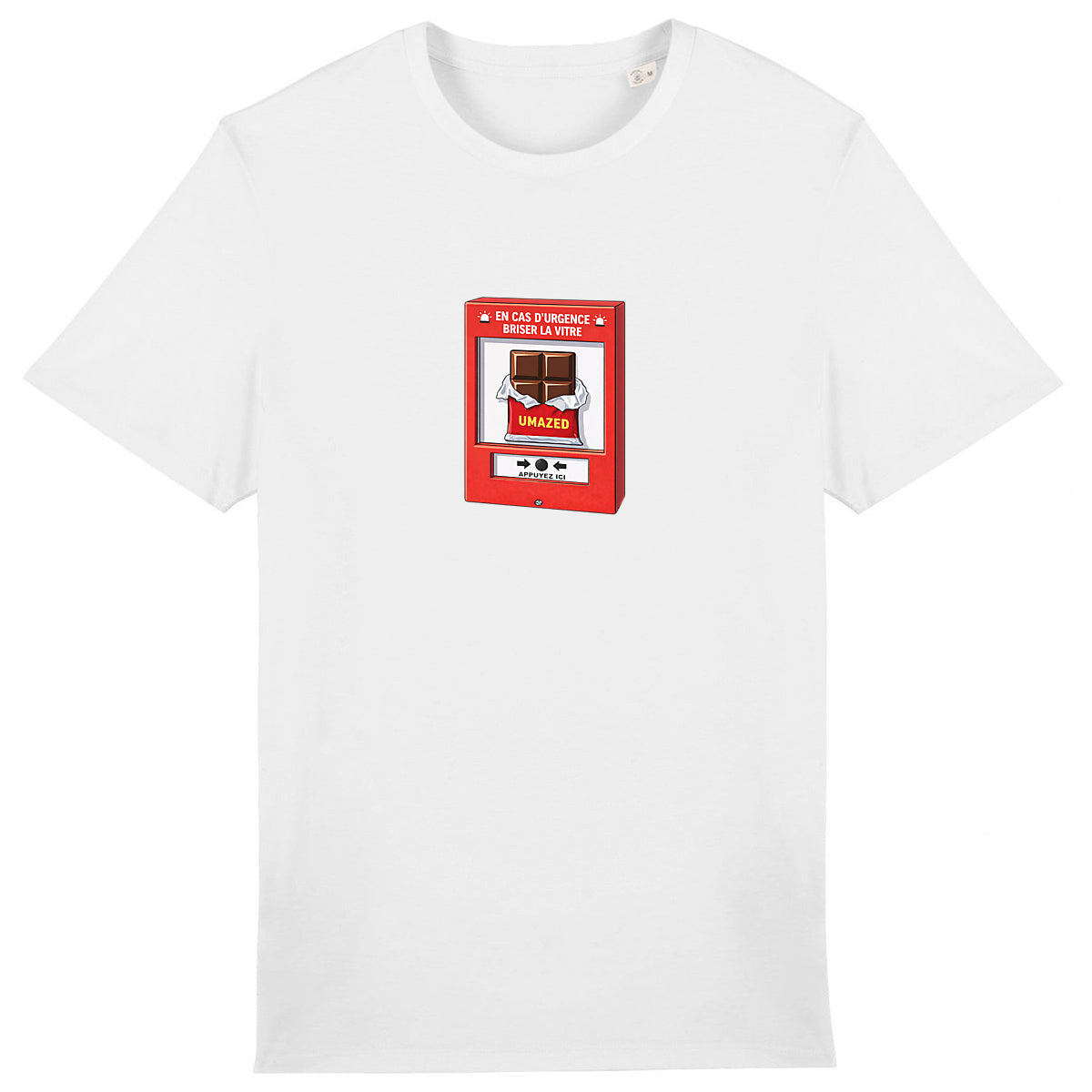T-shirt drôle fun urgence chocolat | Tee shirt Coton Bio France | Cadeau | UMAZED - face_0