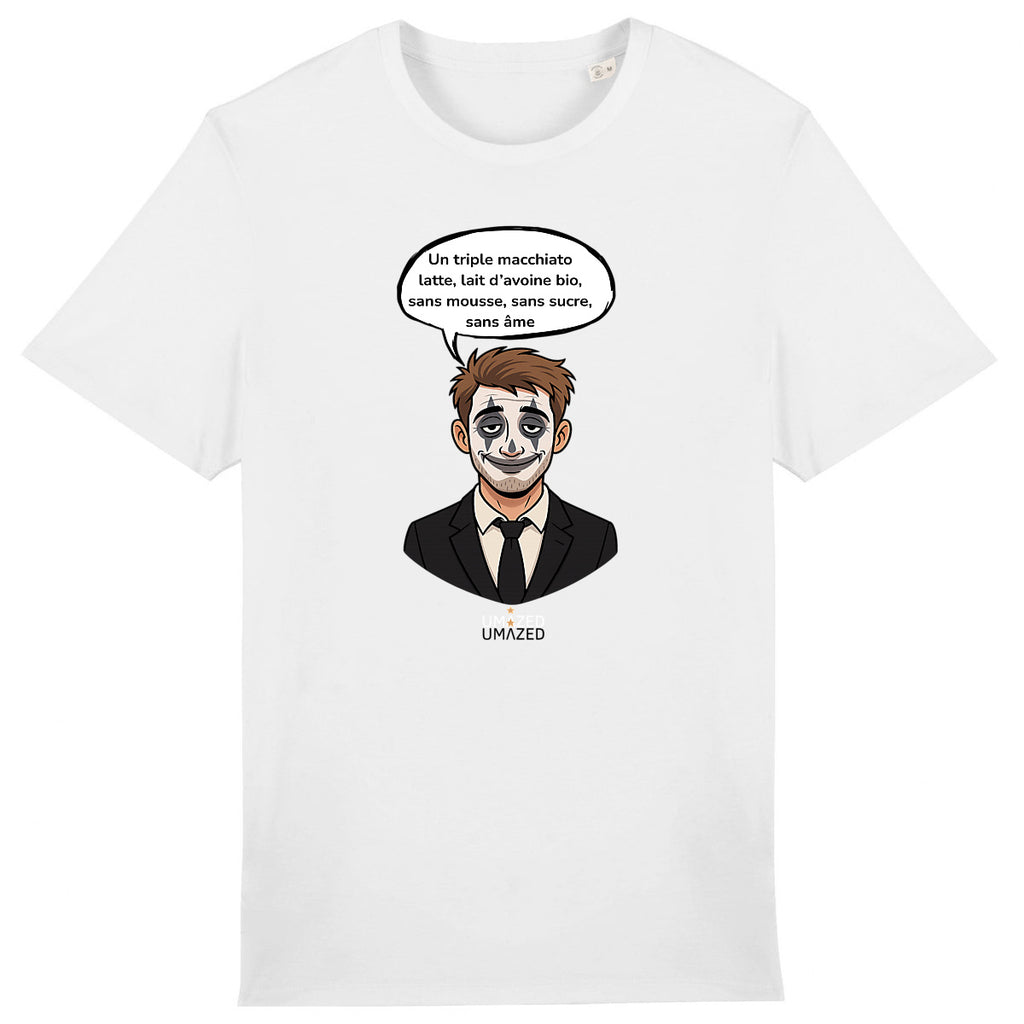 T-shirt clown drôle fun ironique café Tee shirt Coton Bio Made in France cadeau UMAZED  - face_0