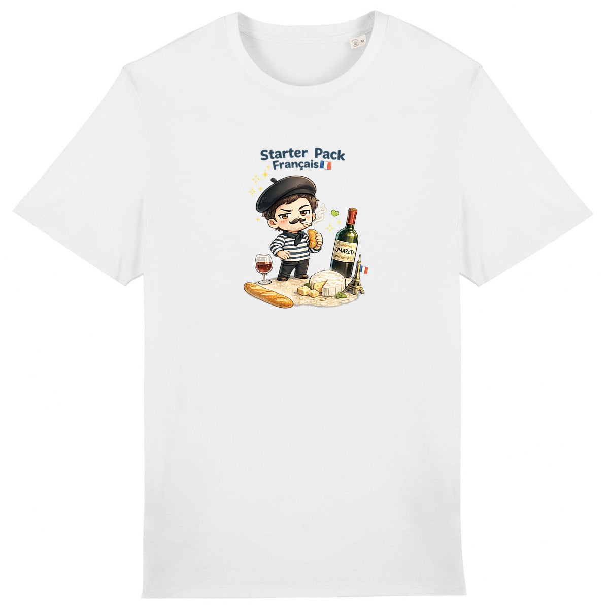 T-shirt drôle fun Français starter pack | Tee shirt Coton Bio France | Cadeau | UMAZED - face_0