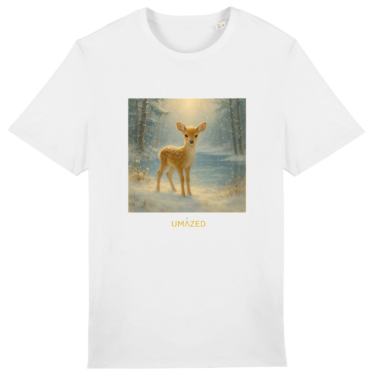 tshirt mignon noël | joli faon | Cadeau | Coton bio | UMAZED France - face_0