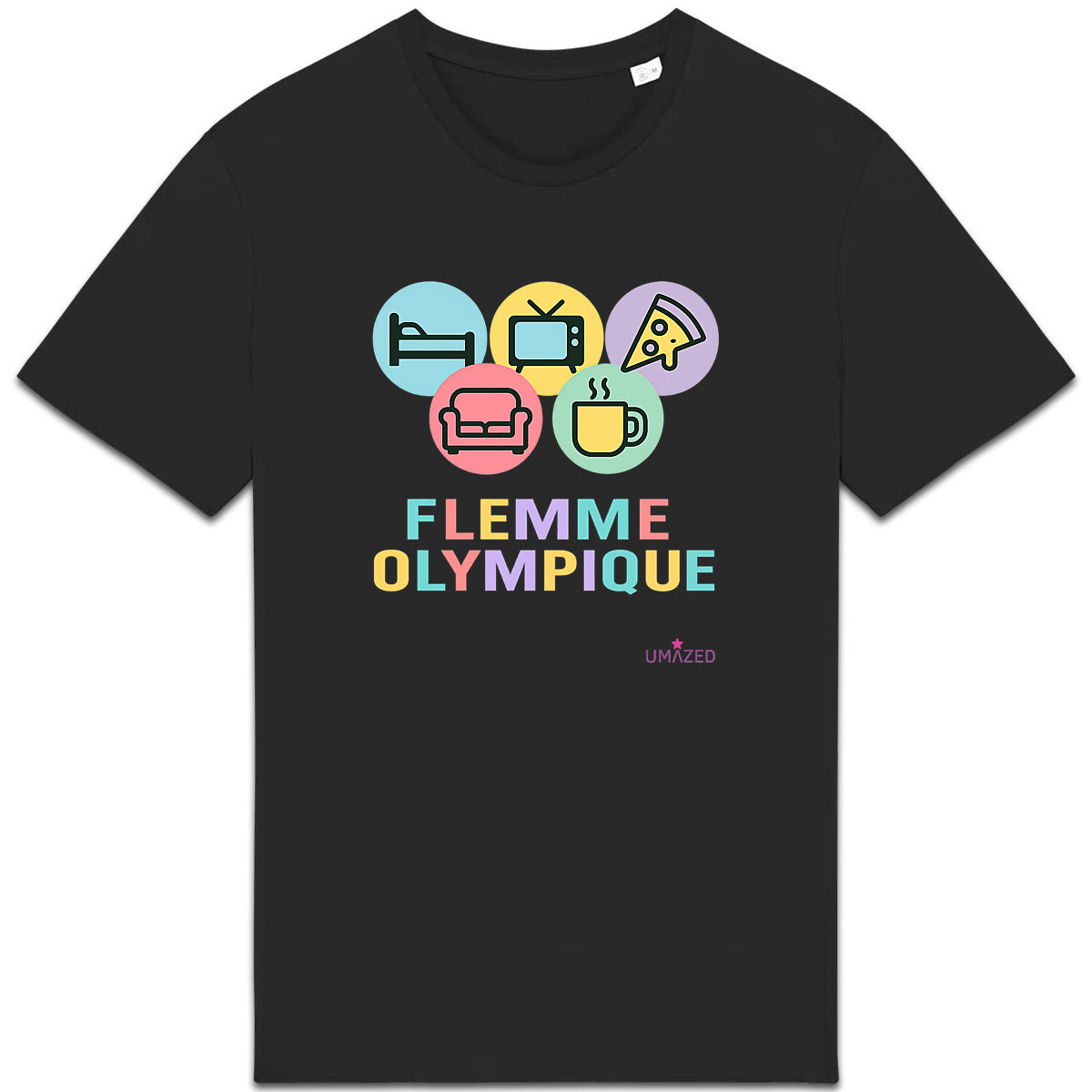 T shirt fun drôle humour flemme |Coton Bio Made in France | UMAZED - face_1