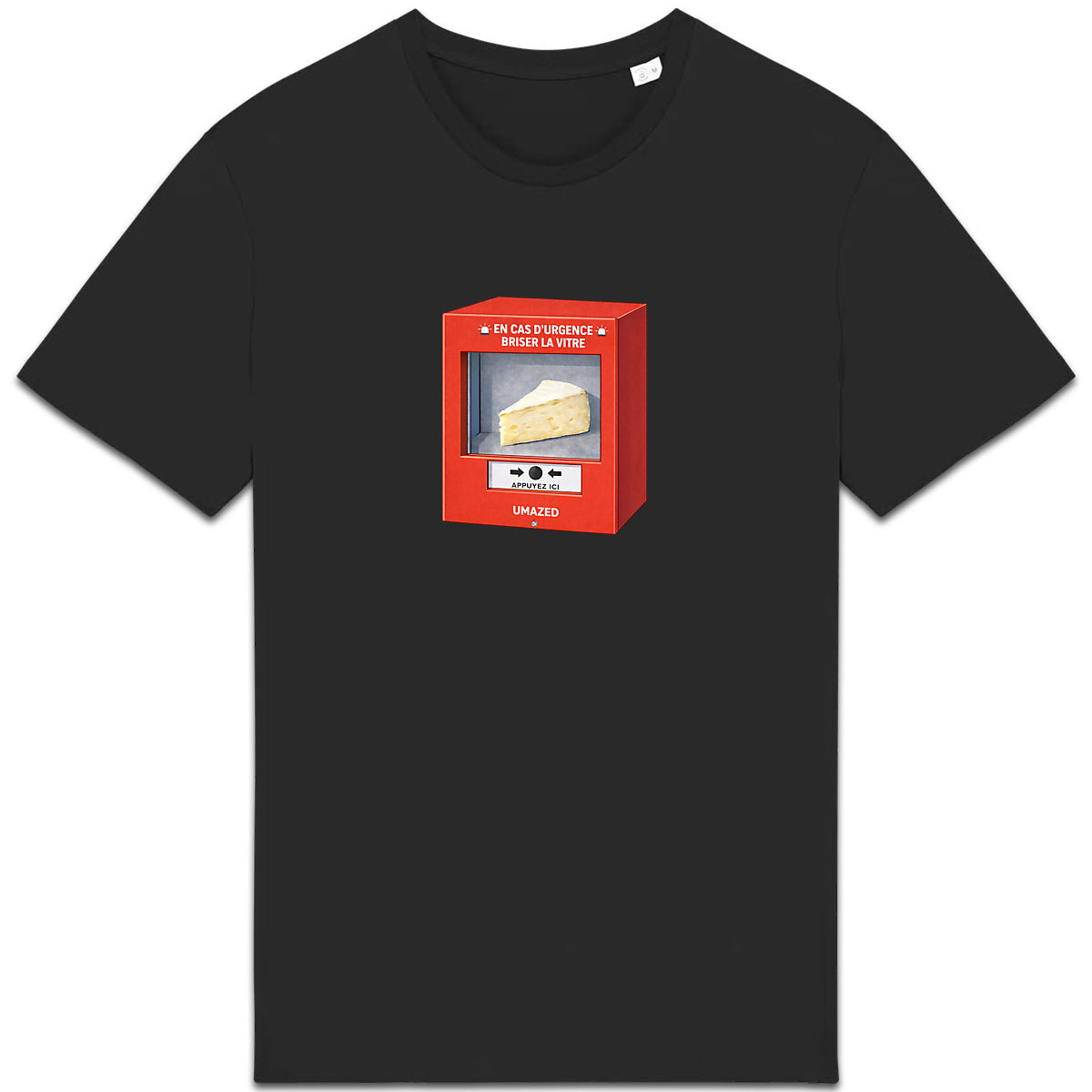 T-shirt drôle fun urgence fromage | Tee shirt Coton Bio France | Cadeau | UMAZED - face_1