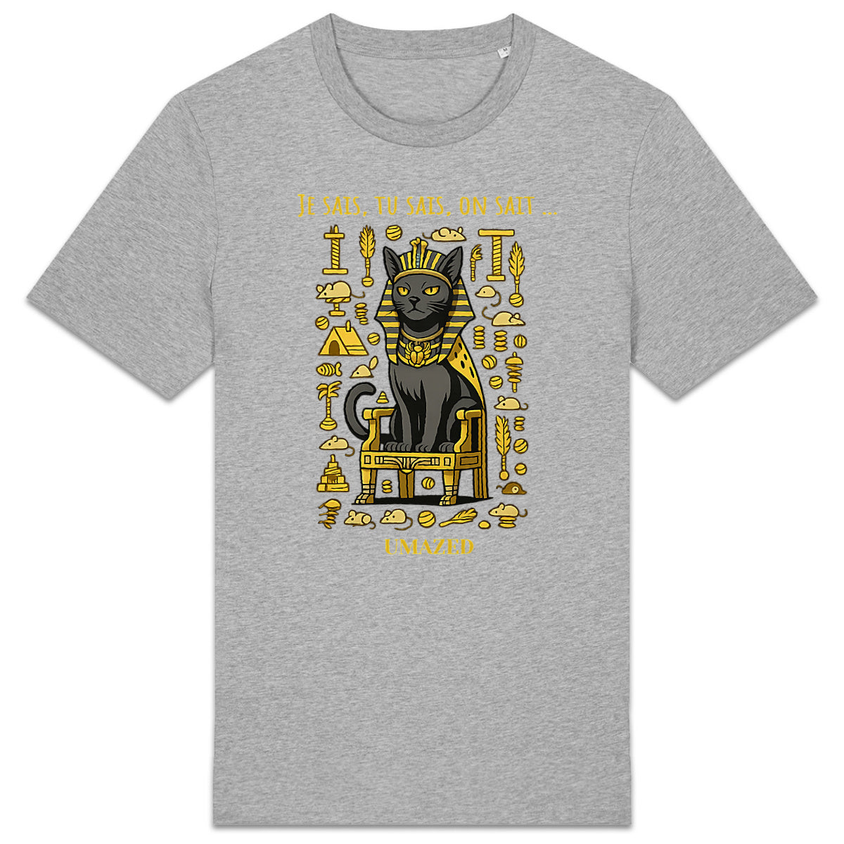 Tshirt chat roi pharaon | Fun drôle humour | Cadeau | Coton bio | UMAZED France - face_1