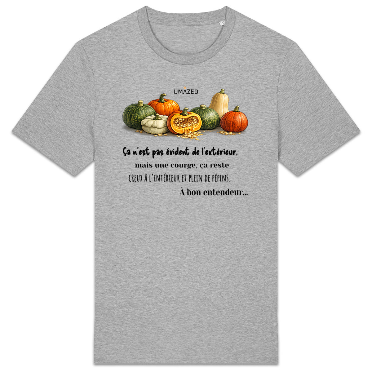 T-shirt drôle fun Courge | Tee shirt Coton Bio | France | Cadeau | UMAZED - face_1