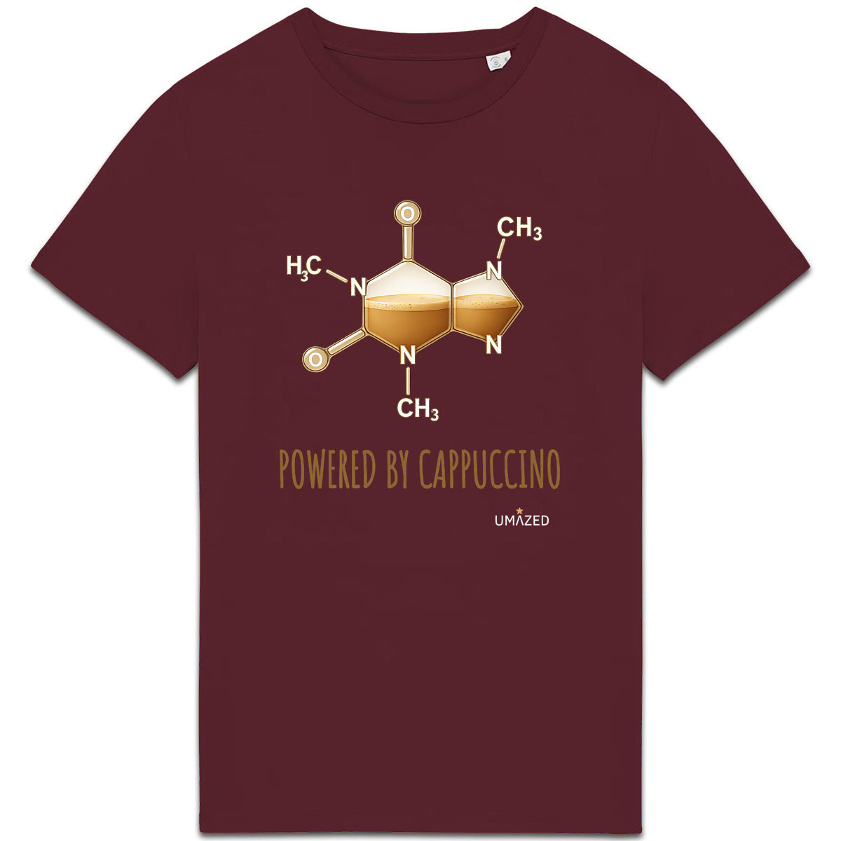 ☕ T-shirt caféine « Powered by Cappuccino » | Tee-shirt bio coton made in France | Drôle - face_2