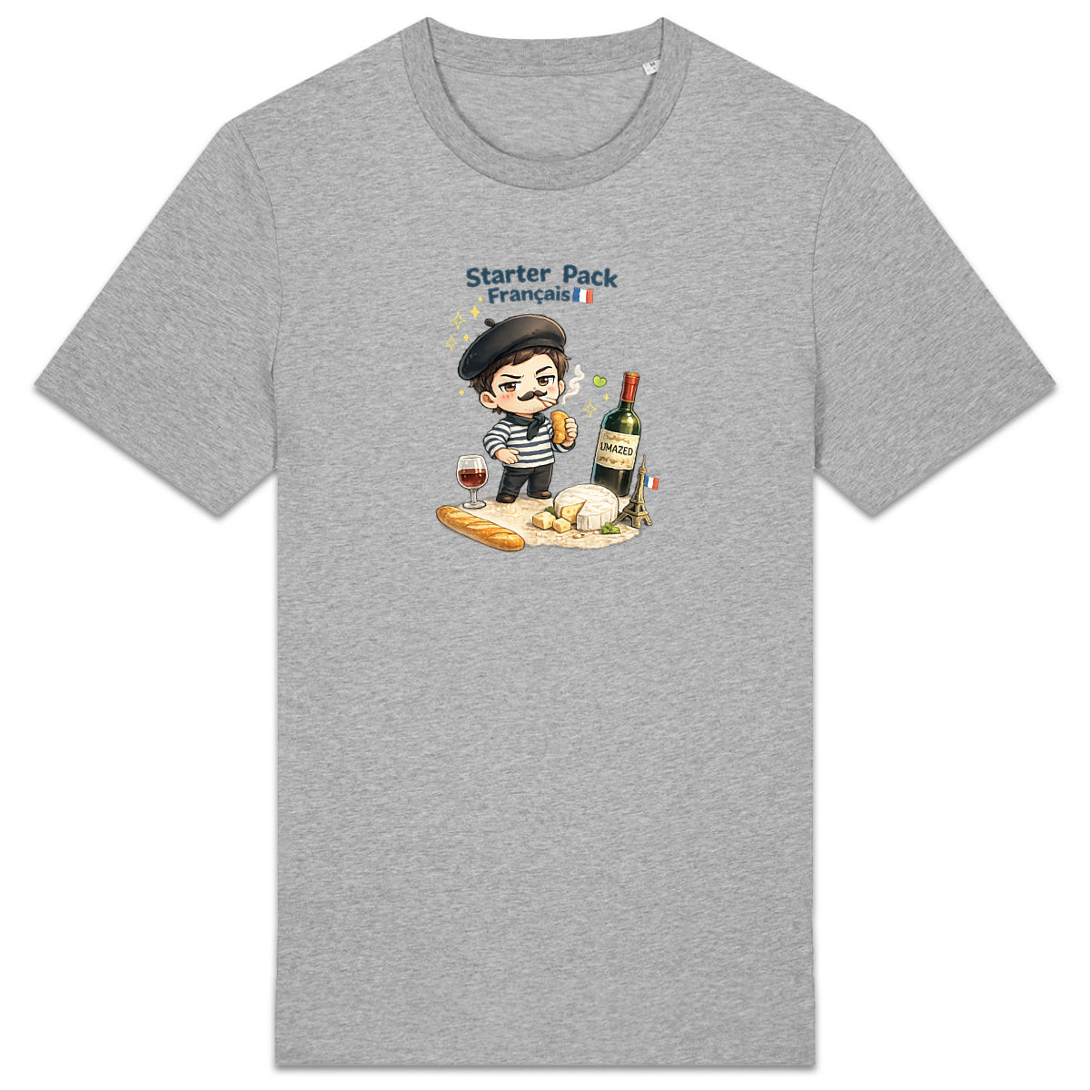 T-shirt drôle fun Français starter pack | Tee shirt Coton Bio France | Cadeau | UMAZED - face_2
