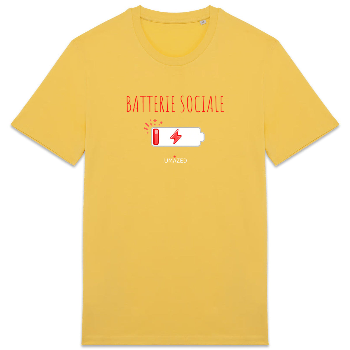 Tshirt batterie sociale hs | Fun drôle humour | Cadeau | Coton bio | UMAZED France - face_2