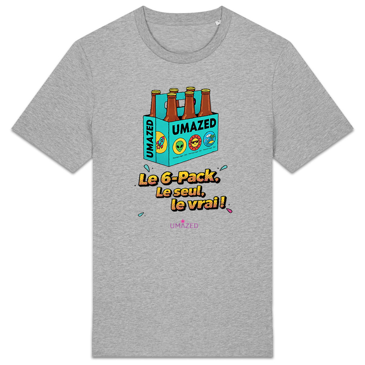 T-shirt 6-Pack beer biere | Tee-shirt bio coton made in France | Drôle - face_2