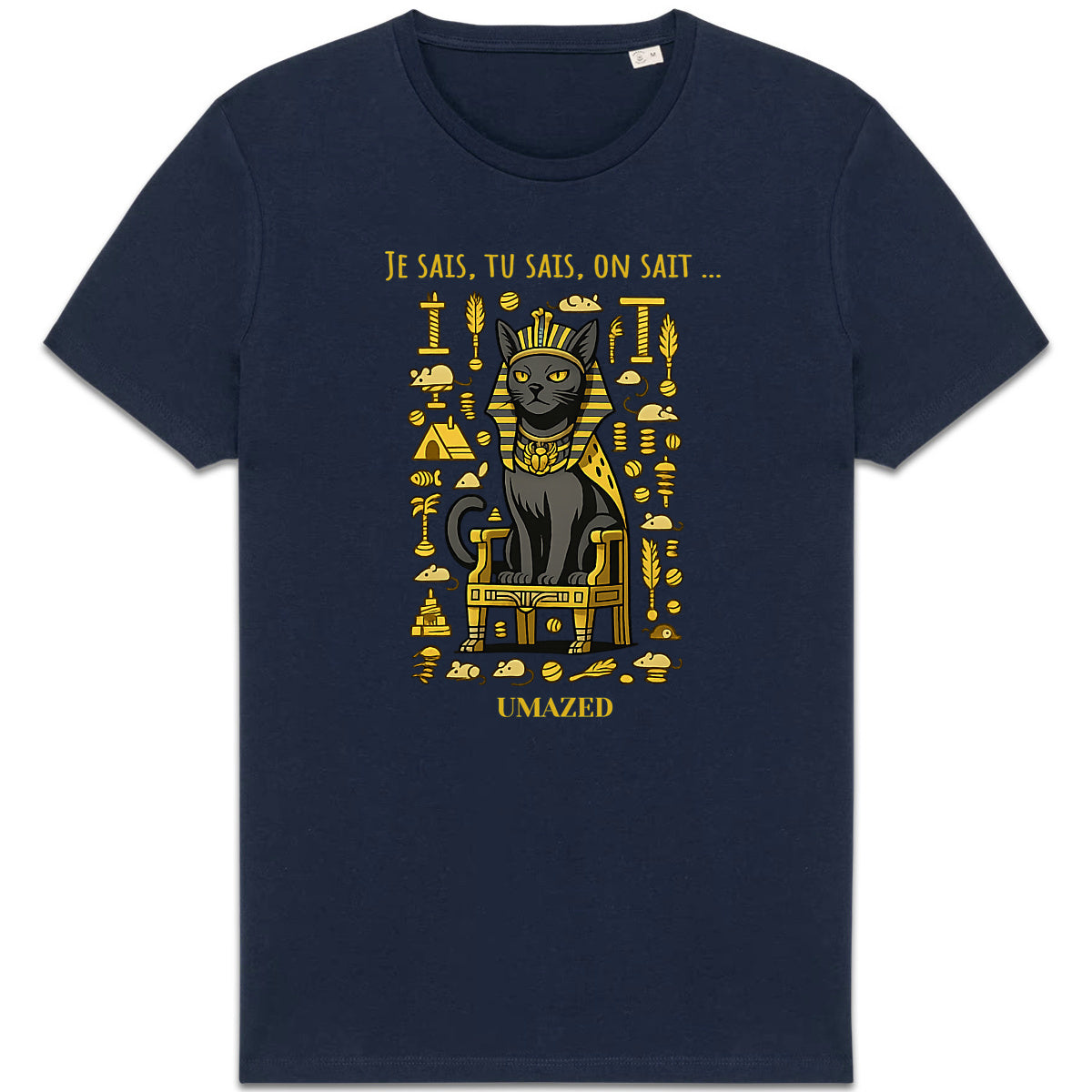 Tshirt chat roi pharaon | Fun drôle humour | Cadeau | Coton bio | UMAZED France - face_2