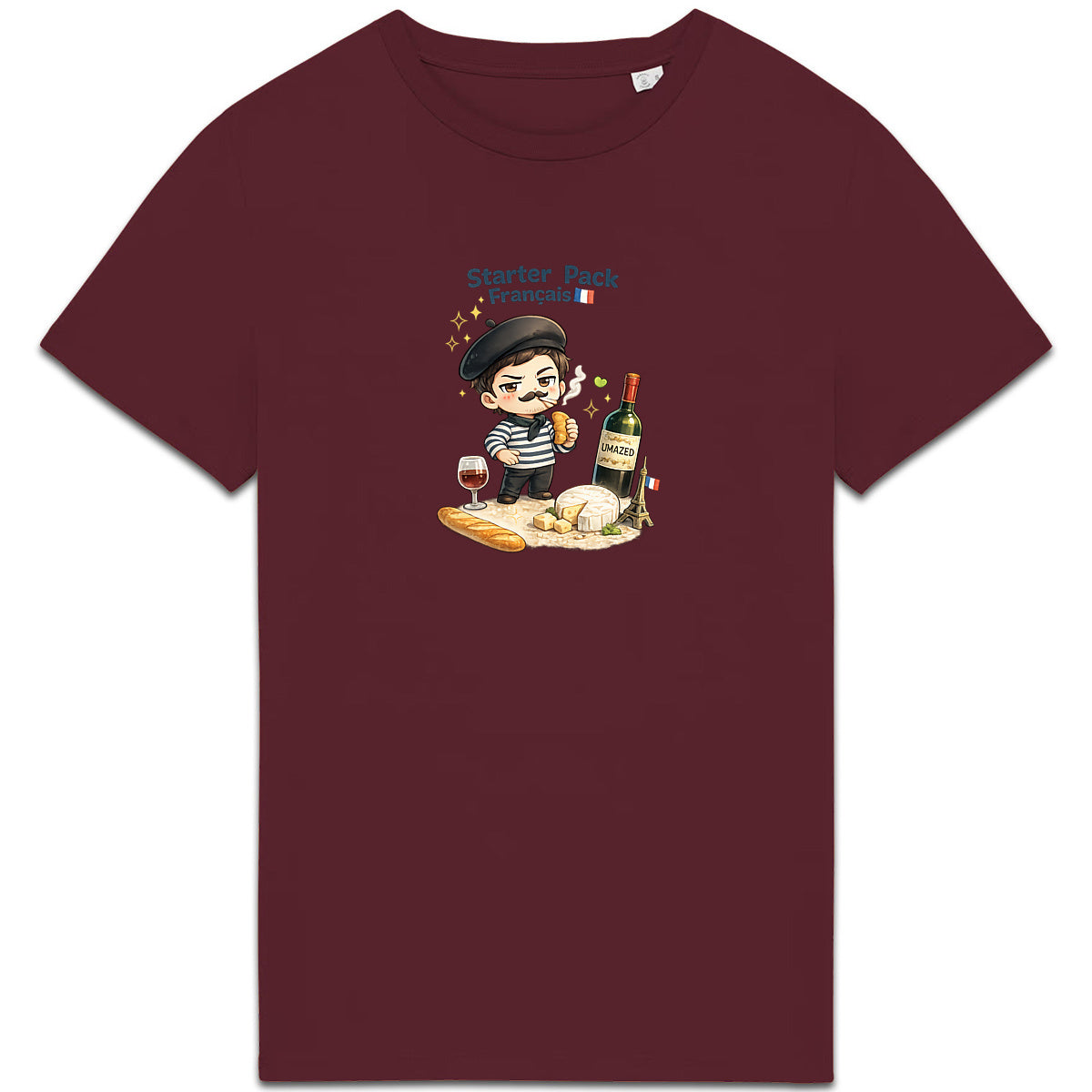 T-shirt drôle fun Français starter pack | Tee shirt Coton Bio France | Cadeau | UMAZED - face_3