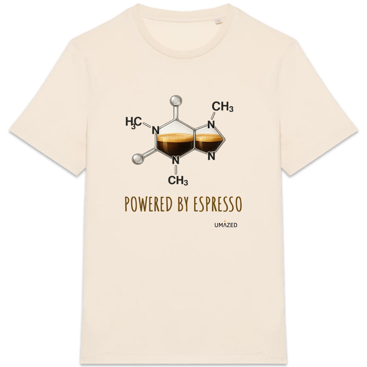 ☕ T-shirt caféine « Powered by Espresso » | Tee-shirt bio coton made in France | Drôle  - face_3