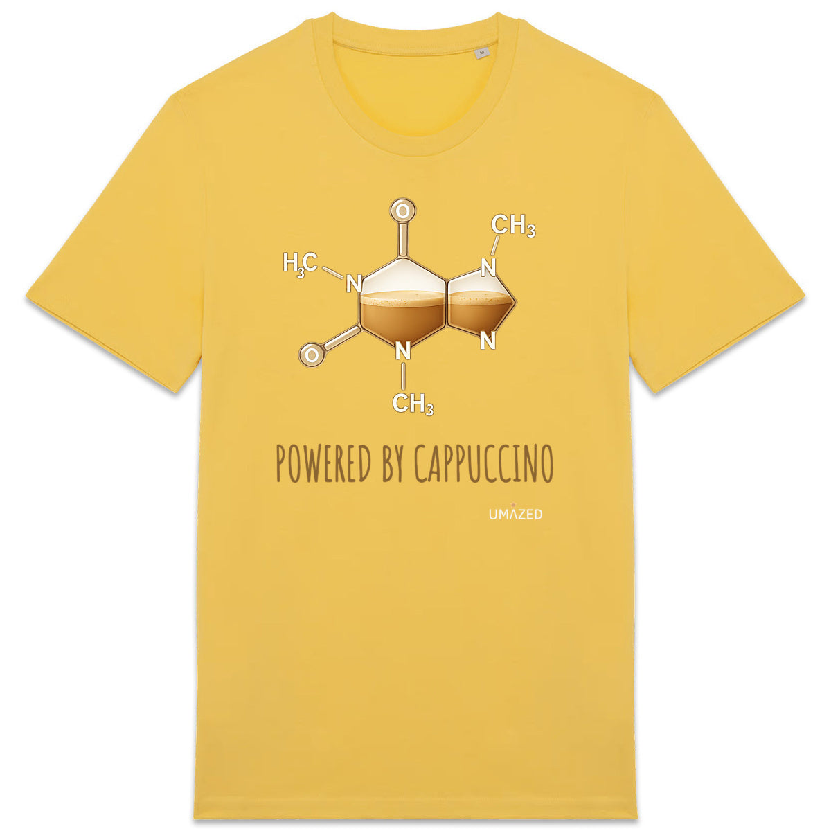 ☕ T-shirt caféine « Powered by Cappuccino » | Tee-shirt bio coton made in France | Drôle - face_3