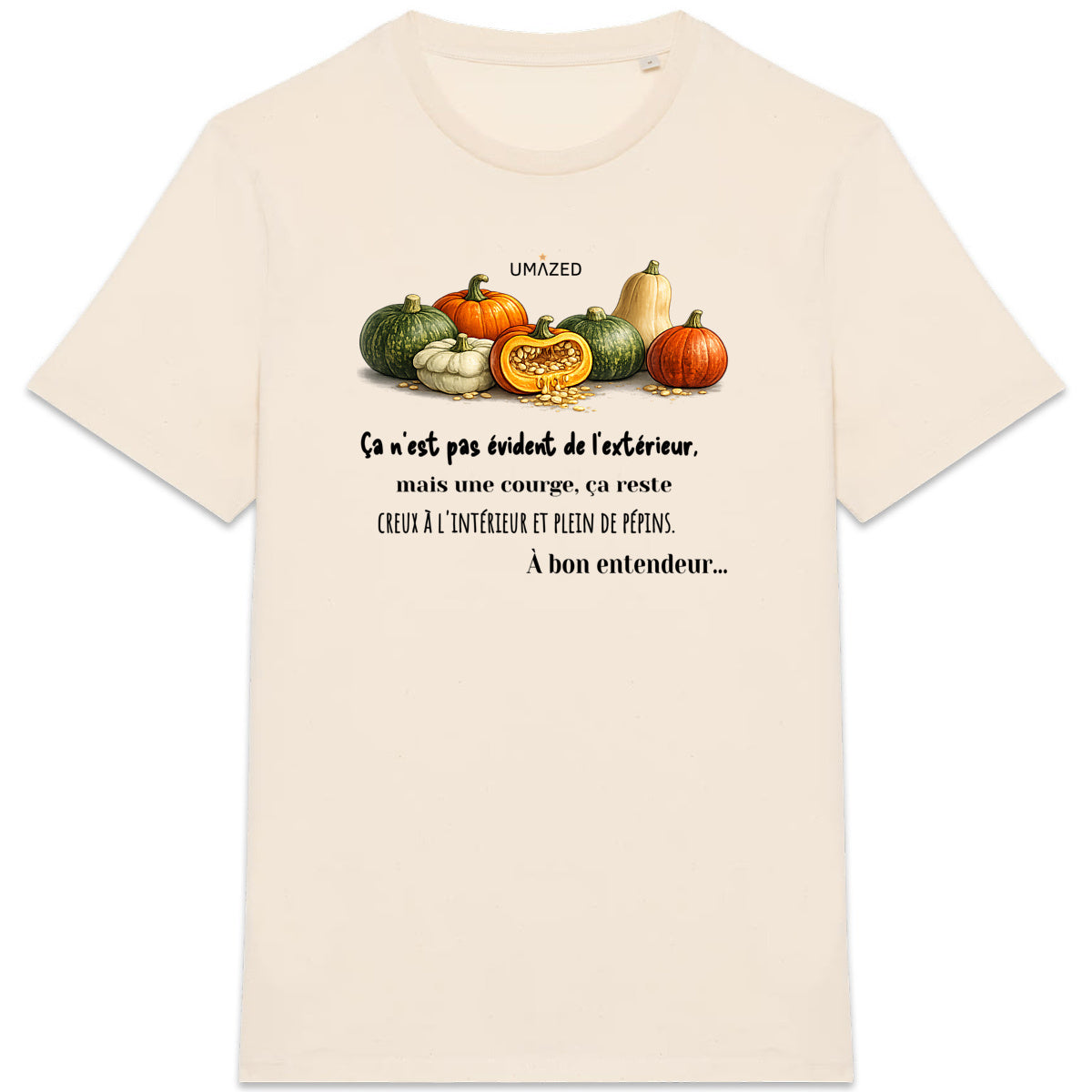 T-shirt drôle fun Courge | Tee shirt Coton Bio | France | Cadeau | UMAZED - face_4