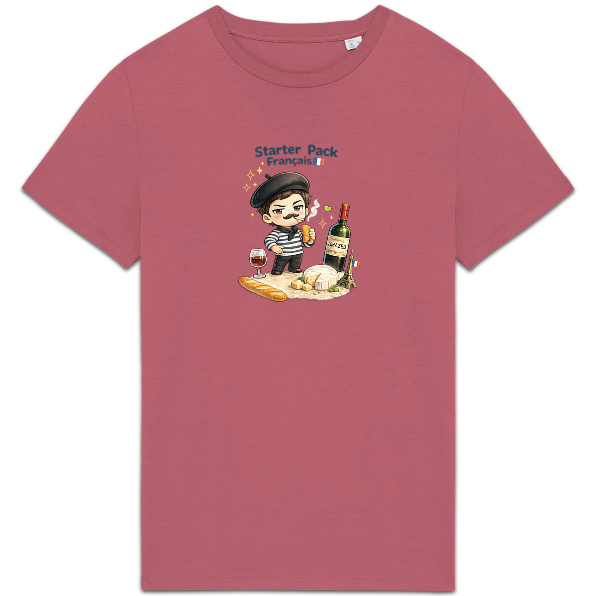 T-shirt drôle fun Français starter pack | Tee shirt Coton Bio France | Cadeau | UMAZED - face_4