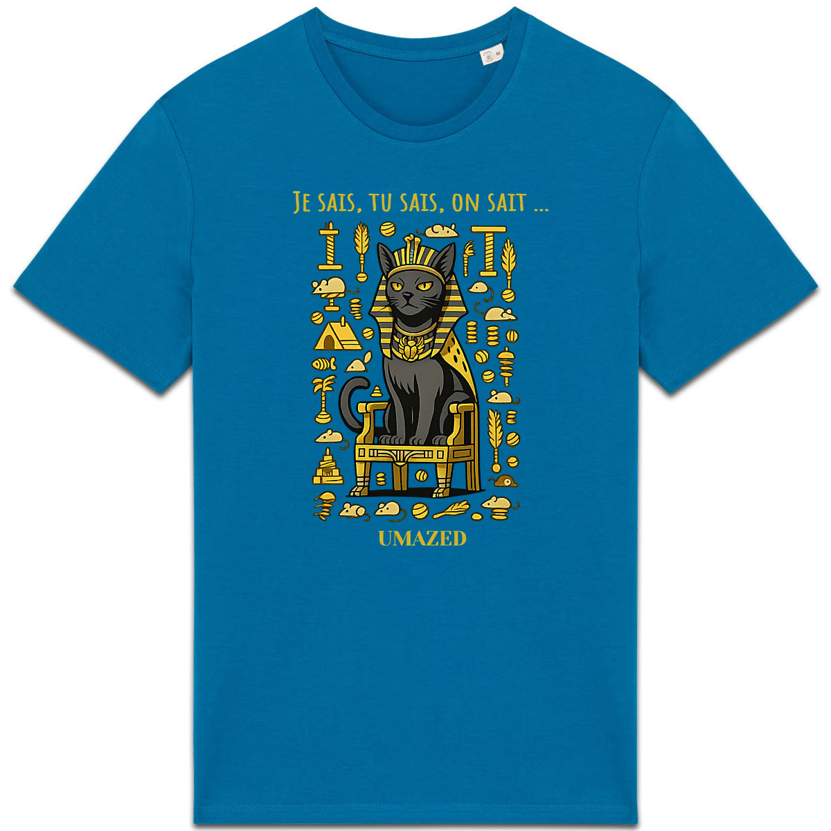 Tshirt chat roi pharaon | Fun drôle humour | Cadeau | Coton bio | UMAZED France - face_4