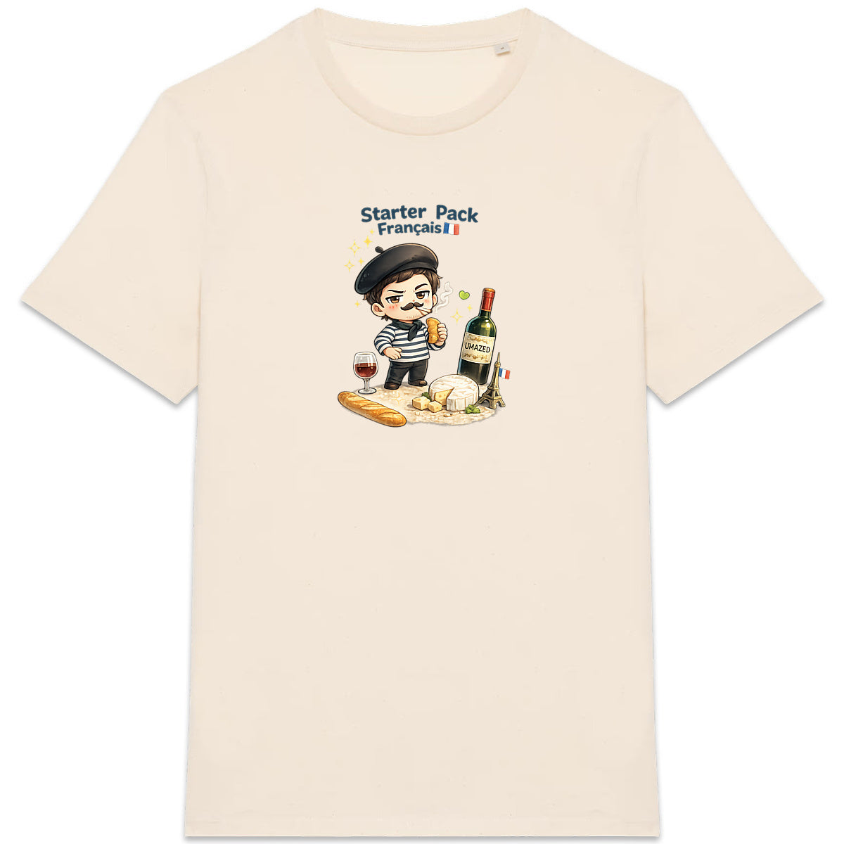 T-shirt drôle fun Français starter pack | Tee shirt Coton Bio France | Cadeau | UMAZED - face_5