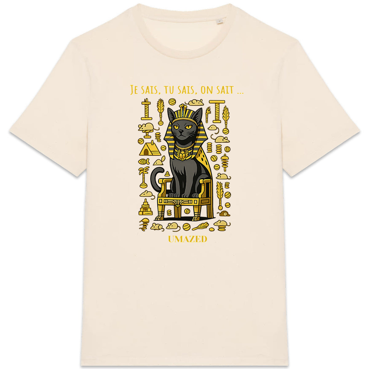 Tshirt chat roi pharaon | Fun drôle humour | Cadeau | Coton bio | UMAZED France - face_5