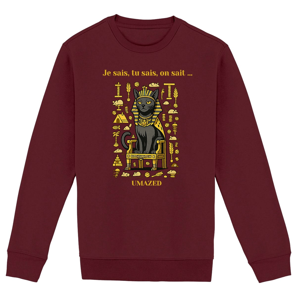 ?Tshirt chat roi pharaon | Fun drôle humour | Cadeau | Coton bio | UMAZED France - face_bordeaux