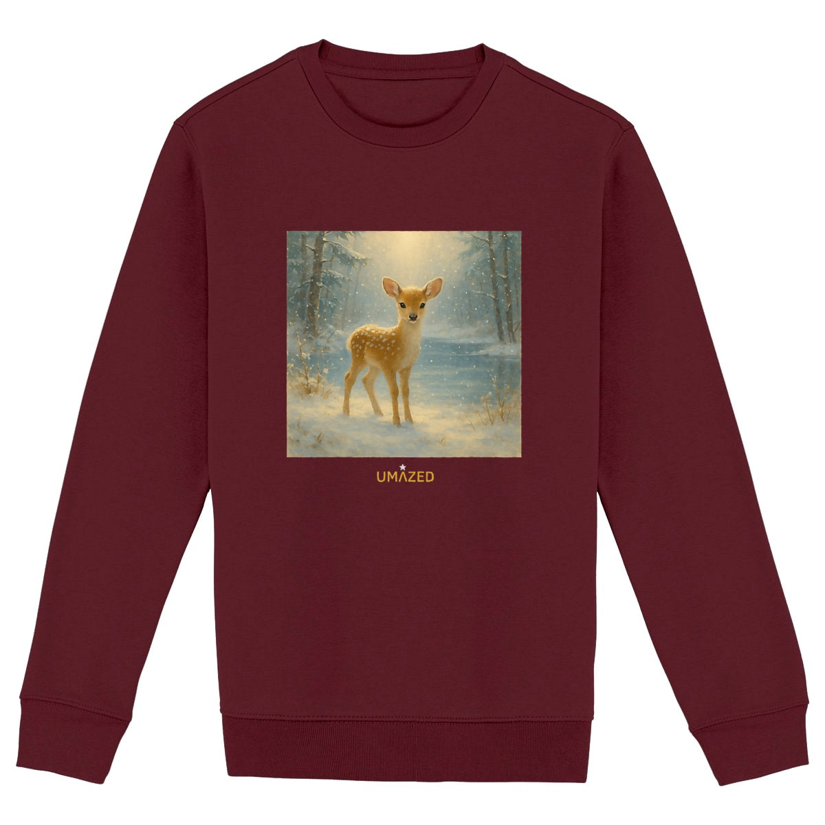 Pull mignon noël | joli faon | Cadeau | Coton bio | UMAZED France - face_bordeaux