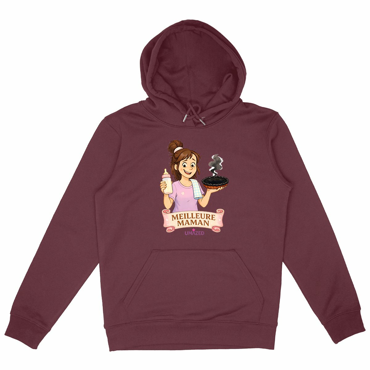 ?Pull drôle fun maman busy | Coton Bio France | Cadeau | UMAZED - face_bordeaux