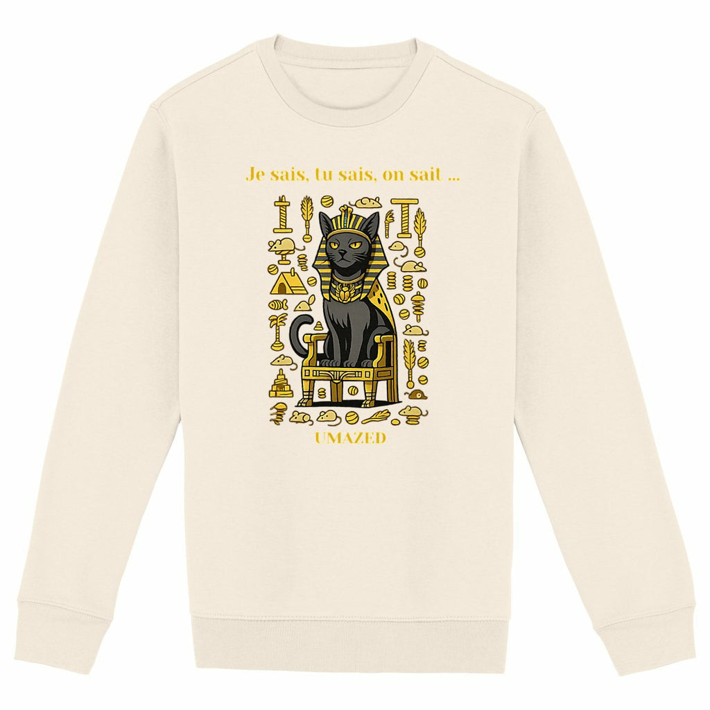 ?Tshirt chat roi pharaon | Fun drôle humour | Cadeau | Coton bio | UMAZED France - face_ivoire