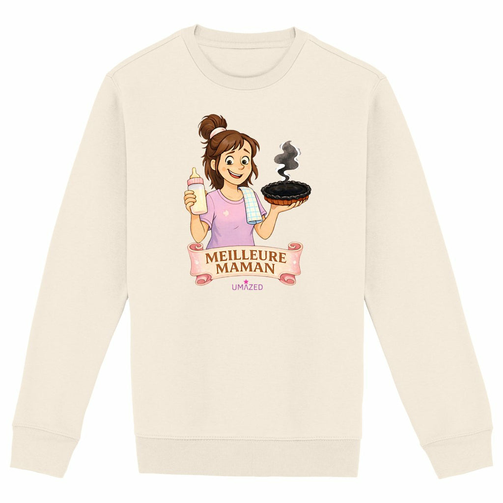 ?Pull drôle fun maman busy | Coton Bio France | Cadeau | UMAZED - face_ivoire