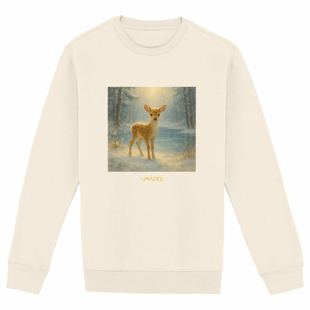 Pull mignon noël | joli faon | Cadeau | Coton bio | UMAZED France - face_ivoire