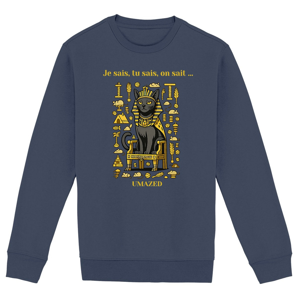 ?Tshirt chat roi pharaon | Fun drôle humour | Cadeau | Coton bio | UMAZED France - face_marine