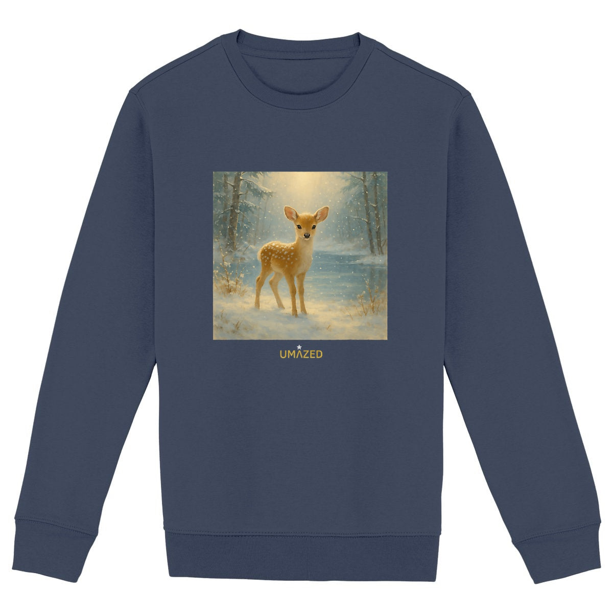 Pull mignon noël | joli faon | Cadeau | Coton bio | UMAZED France - face_marine