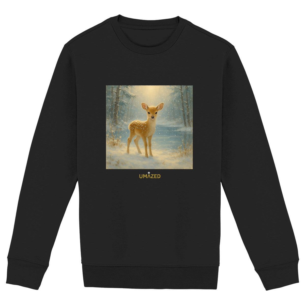 Pull mignon noël | joli faon | Cadeau | Coton bio | UMAZED France - face_noir